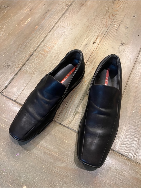 Prada Other - Prada Black Leather Square-Toe Slip-Ons